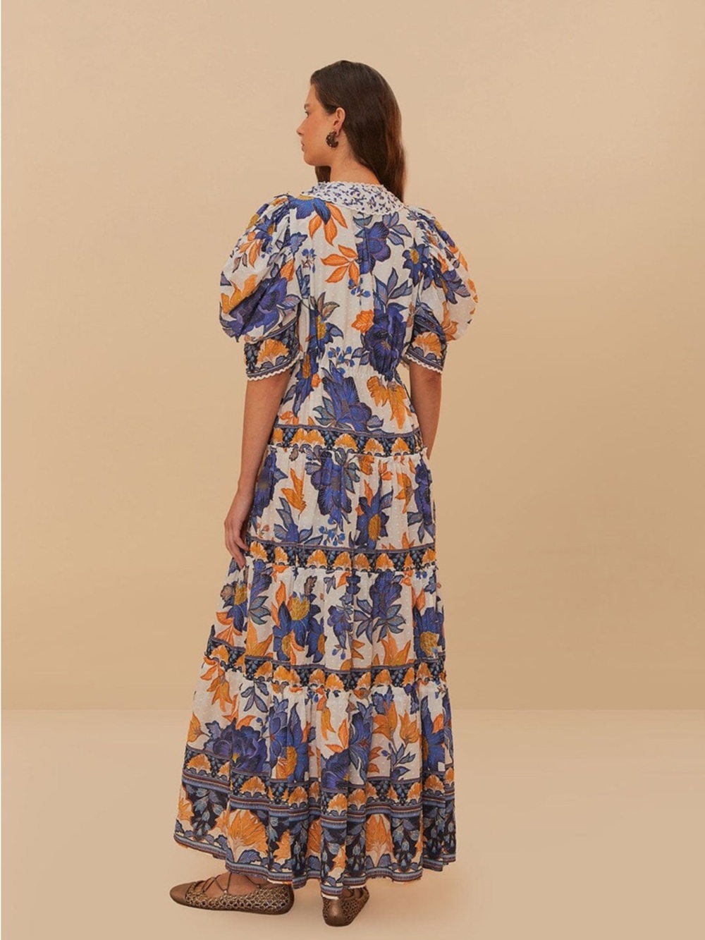 FARM Rio Off-White Floral Swiss Dot Beaded Tassels Maxi Dress Size Medium - Picture 4 of 13